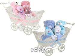 Large Baby Pram Hamper Wicker Basket Baby Shower Party Gifts Boys Girls New Born