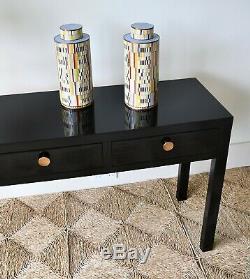 Large Chinese Oriental Black Lacquered Side Sofa Lamp Hall Console Table