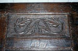 Large English Gothic Early 16th Century Coffer Trunk Chest Bo Hand Carved Wood
