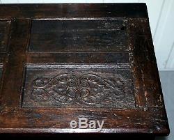 Large English Gothic Early 16th Century Coffer Trunk Chest Bo Hand Carved Wood