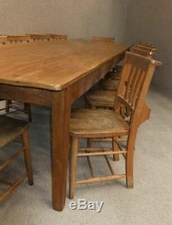 Large French Farmhouse Rustic Waxed Reclaimed Pine Kitchen Table 9ft Long