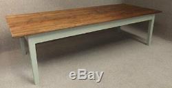 Large French Farmhouse Table With Painted Base & Drawer