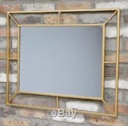 Large Gold Mirror Rectangle Art Deco Metal Wall Hanging Portrait Landscape New