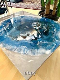 Large Handmade Ocean Rock waves Resin Art Painting Home Decor Coffee/side Table