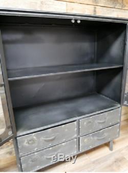 Large Industrial Cabinet, metal cabinet with 4 drawer and cupboard storage space