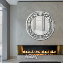 Large Silver 80CM Round Artistic Wall Mirror Circle Living Room Hallway Hanging