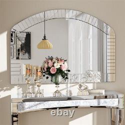 Large Silver Arched Wall Mirror Bevelled Glass Mantel Vanity Mirror Window Style