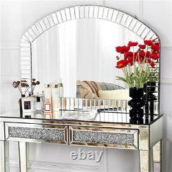 Large Silver Arched Wall Mirror Bevelled Glass Mantel Vanity Mirror Window Style