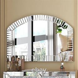 Large Silver Arched Wall Mirror Bevelled Glass Mantel Vanity Mirror Window Style