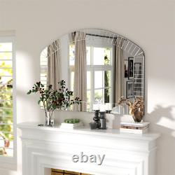 Large Silver Arched Wall Mirror Bevelled Glass Mantel Vanity Mirror Window Style