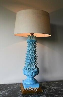 Large Vintage Casa Pupo Spanish Ceramic Pottery Vase Brass Side Table Hall Lamp
