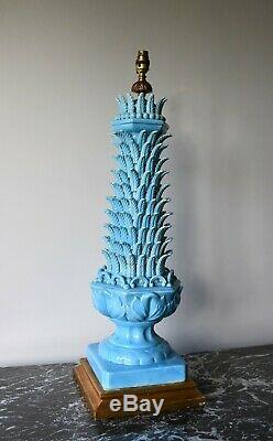 Large Vintage Casa Pupo Spanish Ceramic Pottery Vase Brass Side Table Hall Lamp