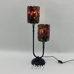 Large Vintage Tiffany Style Table Lamp Antique Double Lamp Art Deco 70cm