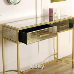Large antique mirrored glass gold frame console table vintage living room hall