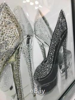 Large high heels stiletto shoe glitter art picture in mirrored frame