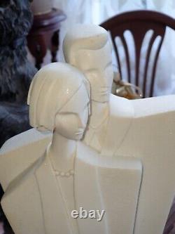 Lindsey B Backwell style Lady gent Sculpture 1980s does art deco Stylised