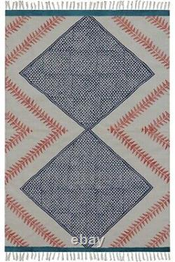 Living Room Area Rugs Hand Woven Cotton Dhurries Kitchen Blue Kilim Outdoor Mats