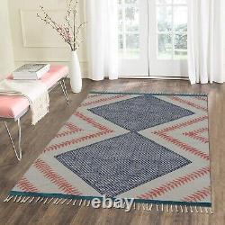 Living Room Area Rugs Hand Woven Cotton Dhurries Kitchen Blue Kilim Outdoor Mats