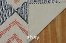 Living Room Area Rugs Hand Woven Cotton Dhurries Kitchen Blue Kilim Outdoor Mats