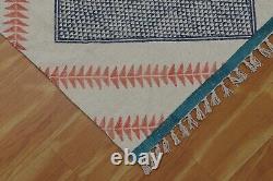 Living Room Area Rugs Hand Woven Cotton Dhurries Kitchen Blue Kilim Outdoor Mats