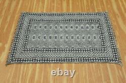 Living Room Cotton Durries Hand Woven Black Kilim Indien Dining Room Area Rug