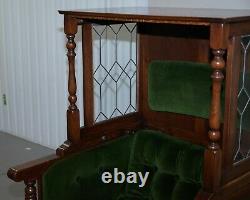 Lovely Edwardian Oak Lead Lined Glass Chesterfield Buttoned Porters Armchair