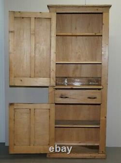 Lovely Pair Of Antique Victorian Circa 1880 Pine Kitchen Pot Cupboards + Drawers
