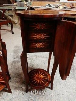 Lovely Pair of Vintage Inlaid Bedside / Lamp Tables in Good Condition