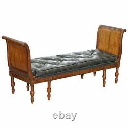 Low Regency Window Seat Bench Upholstered With Faux Snake Skin, Carved Dolphins