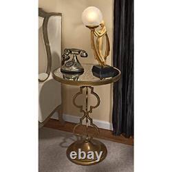 MH40440 Film Noir Art Deco Mirrored Accent Table