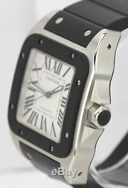 MINT Men's Cartier Santos 100 XL 38mm Stainless Steel Rubber Watch 2656 W20121U2
