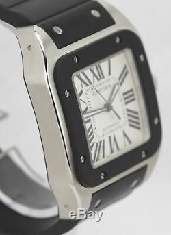 MINT Men's Cartier Santos 100 XL 38mm Stainless Steel Rubber Watch 2656 W20121U2