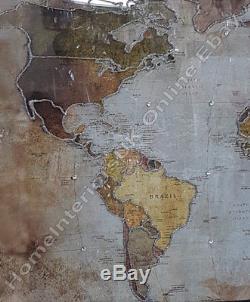 Map of the world picture with shimmer, liquid art, crystals and mirror frame