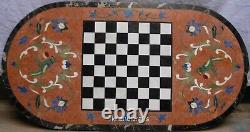 Marble Coffee Table Top Check Pattern Inlaid Sofa table for Home 18 x 36 Inches