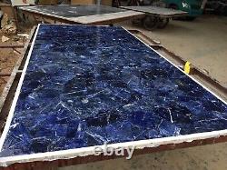 Marble Coffee Table Top Epoxy Art with Sodalite Stone Living Room table for Home