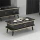 Marble Design Coffee Table In Black & Gold