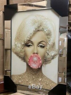 Marilyn Monroe Bubble Gum Crystal Liquid Art Mirror Frame Picture Shimmer Wall