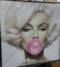 Marilyn Monroe with pink bubble gum, crystals, liquid art & mirror frame picture
