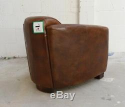 Marlborough Rocket Hudson Lounge Vintage Low Back Club Tub Leather Brown Chair