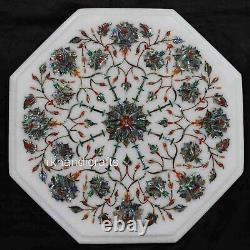 Marquetry Art Marble Coffee Table Top Elegant Look Patio Table 14 x 14 Inches