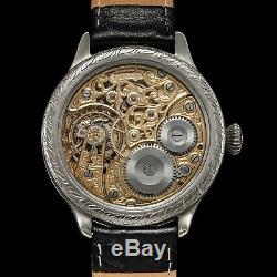 Men's Skeleton Wrist Watch Vintage 1914 Mechanical 15 J Restored Swiss Movement