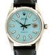 Mens Rolex Oyster Date Precision 6694 Stainless Steel Baby Blue Dial Watch