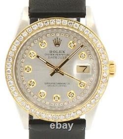 Mens ROLEX Oyster Perpetual Datejust 36mm Silver Diamond Dial Watch