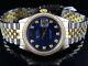 Mens Rolex Datejust 18k 2 Tone Gold 36mm Jubilee Blue Dial Diamond Watch 2 Ct