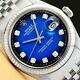 Mens Rolex Datejust Blue Vignette Diamond 18k White Gold & Stainless Steel Watch