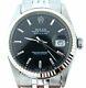Mens Rolex Stainless Steel/18k White Gold Datejust Black Withjubilee Band 1601