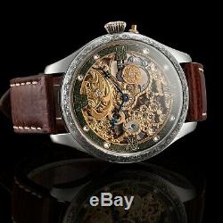 Mens Skeleton Wrist Watch Vintage 1907 Mechanical 15J Restored Swiss Movement