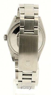 Mens Vintage ROLEX Oyster Perpetual Date 34mm Blue MOP Dial Diamond Steel Watch