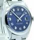 Mens Vintage Rolex Oyster Perpetual Date 34mm Navy Blue Color Dial Diamond Watch