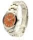 Mens Vintage Rolex Oyster Perpetual Date 34mm Orange Dial Diamond Stainless